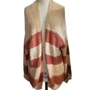 Stitch & Feather Miracle Beige & Copper Striped Cardigan -- BRAND NEW